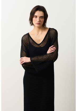 Vestido Maxi Tejido Ica Para Mujer Vestido Maxi Tejido Ica Para Mujer Negro 10 VÉLEZ