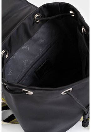 Morral Elora Mini En Lona Y Cuero Para Mujer Detalle Contraste Morral Elora Mini En Lona Y Cuero Para Mujer Detalle Contraste Negro Vélez