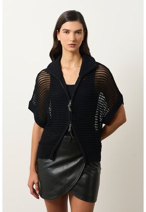 Chaleco Tejido Tika Para Mujer Oversized Chaleco Tejido Tika Para Mujer Oversized Negro S VÉLEZ