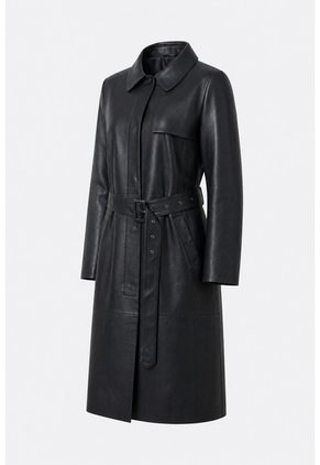 Trench Coat Manga Larga De Cuero Para Mujer Aura Trench Coat Manga Larga De Cuero Para Mujer Aura Negro L VÉLEZ