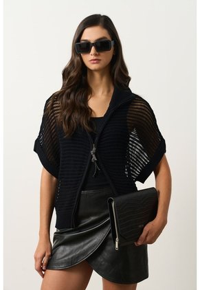 Chaleco Tejido Tika Para Mujer Oversized Chaleco Tejido Tika Para Mujer Oversized Negro S VÉLEZ