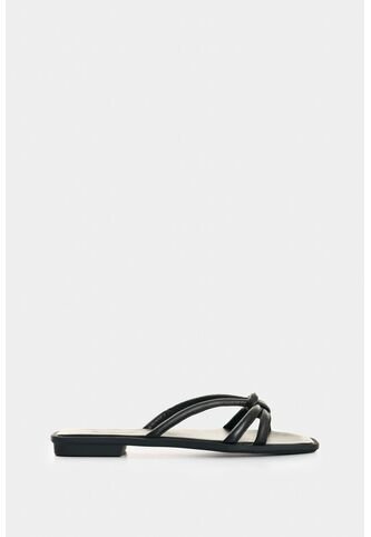Sandalia Plana De Cuero Para Mujer Sole Sandalia Plana De Cuero Para Mujer Sole Negro 40 VÉLEZ Vélez