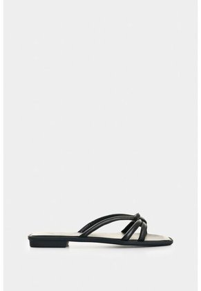 Sandalia Plana De Cuero Para Mujer Sole Sandalia Plana De Cuero Para Mujer Sole Negro 40 VÉLEZ