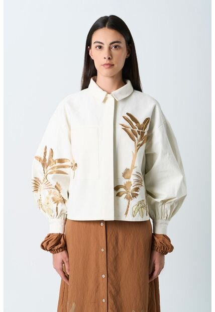 Chaqueta Dune Para Mujer Detalle Bordado Chaqueta Dune Para Mujer Detalle Bordado Crema XXL VÉLEZ
