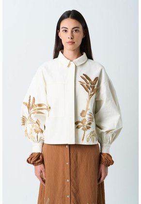 Chaqueta Dune Para Mujer Detalle Bordado Chaqueta Dune Para Mujer Detalle Bordado Crema XXL VÉLEZ