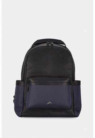 Morral San Patricio De Cuero Y Lona Para Hombre Aplique Metálico Morral San Patricio De Cuero Y Lona Para Hombre Aplique Metálico Azul Oscuro VÉLEZ Vélez