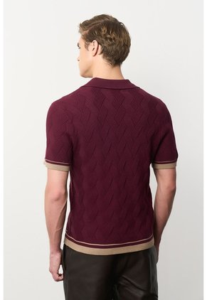 Polo Manga Corta Tejida Para Hombre Aura Polo Manga Corta Tejida Para Hombre Aura Vinotinto L VÉLEZ