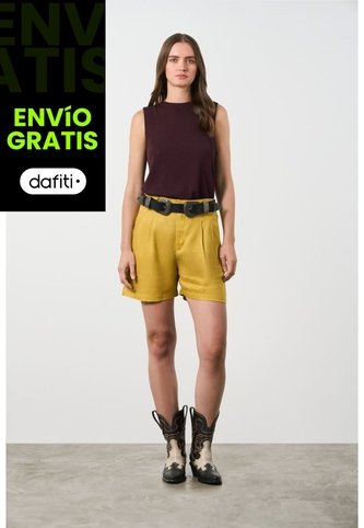 Short En Lino Mira Para Mujer Short En Lino Mira Para Mujer Amarillo Limon 12 VÉLEZ Vélez