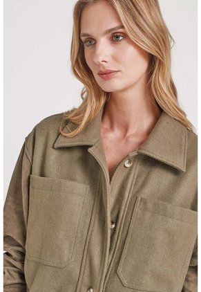 Chaqueta Bomber Aurora Para Mujer Detalles Gamuza Chaqueta Bomber Aurora Para Mujer Detalles Gamuza Verde Oliva XL Vélez