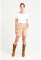 Short Ciboria De Cuero Gamuza Para Mujer Tiro Alto Short Ciboria De Cuero Gamuza Para Mujer Tiro Alto Arena 10 VÉLEZ de Vélez