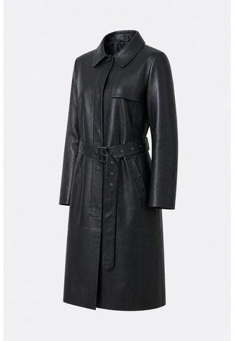 Trench Coat Manga Larga De Cuero Para Mujer Aura Trench Coat Manga Larga De Cuero Para Mujer Aura Negro S VÉLEZ Vélez