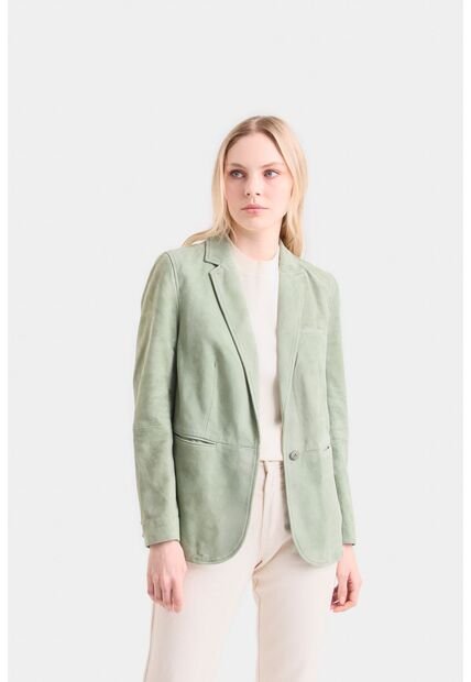 Blazer Gobi En Gamuza Para Mujer Bolsillo Ribete Blazer Gobi En Gamuza Para Mujer Bolsillo Ribete Agua Marina M VÉLEZ
