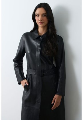 Trench Coat Manga Larga De Cuero Para Mujer Aura Trench Coat Manga Larga De Cuero Para Mujer Aura Negro S VÉLEZ