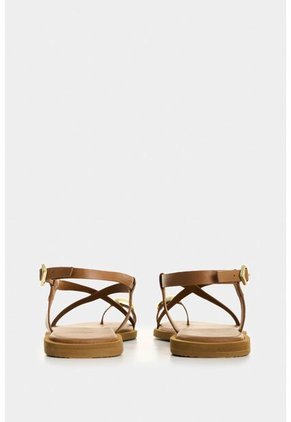 Sandalia Plana De Cuero Para Mujer Kira Sandalia Plana De Cuero Para Mujer Kira Miel 37 VÉLEZ