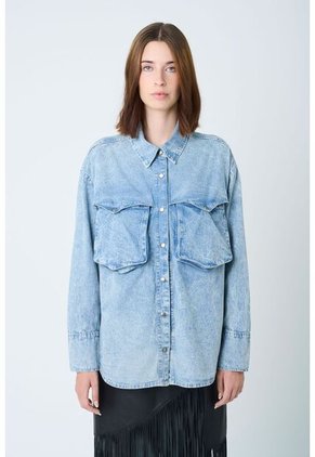 Camisa Perseus Para Mujer Oversized Camisa Perseus Para Mujer Oversized Azul Claro XS VÉLEZ