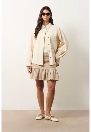 Falda Mini En Lino Con Folia Para Mujer Savia Falda Mini En Lino Con Folia Para Mujer Savia Arena 12 VÉLEZ