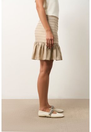 Falda Mini En Lino Con Folia Para Mujer Savia Falda Mini En Lino Con Folia Para Mujer Savia Arena 12 VÉLEZ