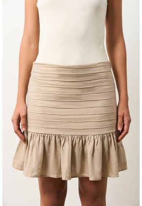 Falda Mini En Lino Con Folia Para Mujer Savia Falda Mini En Lino Con Folia Para Mujer Savia Arena 12 VÉLEZ