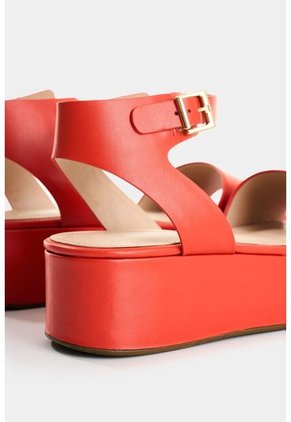 Sandalia Plataforma De Cuero Para Mujer Soren Sandalia Plataforma De Cuero Para Mujer Soren Rojo 37 VÉLEZ