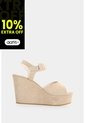 Sandalia Plataforma En Cuero Gamuzado Para Mujer Muna Sandalia Plataforma En Cuero Gamuzado Para Mujer Muna Crema 35 VÉLEZ de Vélez