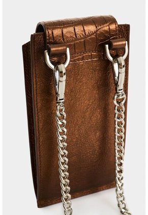 Porta Celular De Cuero Folia Para Mujer Serpia Porta Celular De Cuero Folia Para Mujer Serpia Bronce VÉLEZ