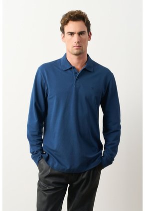 Polo Manga Larga En Algodón Para Hombre Nápoles Polo Manga Larga En Algodón Para Hombre Nápoles Azul Oscuro S VÉLEZ
