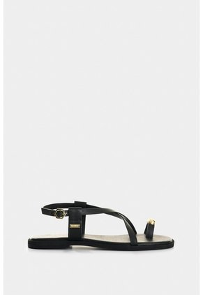 Sandalia Plana De Cuero Para Mujer Kira Sandalia Plana De Cuero Para Mujer Kira Negro 36 VÉLEZ