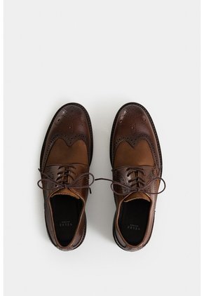 Zapatos Cordón Solar De Cuero Para Hombre Combinación De Texturas Zapatos Cordón Solar De Cuero Para Hombre Combinación De Texturas Miel 41 VÉLEZ