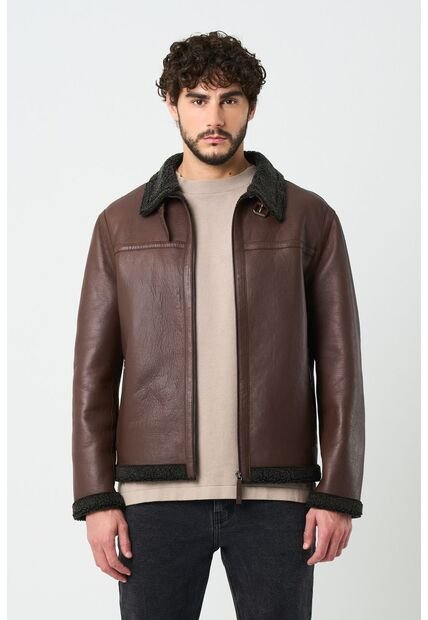 Chaqueta Atrani De Cuero Para Hombre Semi Ajustada Chaqueta Atrani De Cuero Para Hombre Semi Ajustada Cafe XXXL VÉLEZ
