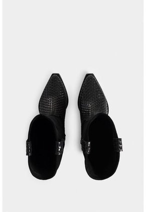 Botas Gobi De Cuero Liso Y Gamuza Para Mujer Chapetas Tejidas Botas Gobi De Cuero Liso Y Gamuza Para Mujer Chapetas Tejidas Negro 39 VÉLEZ