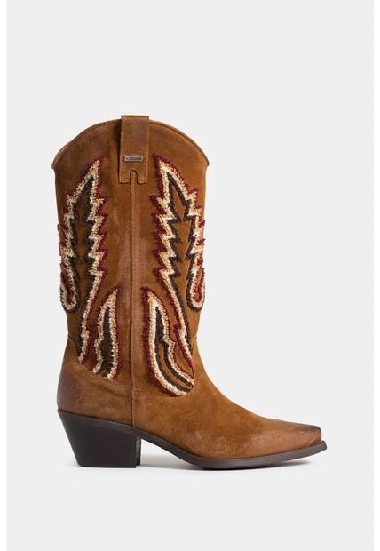 Botas Acuática De Cuero Carnaza Para Mujer Caña Bordada Botas Acuática De Cuero Carnaza Para Mujer Caña Bordada Miel 40 Vélez