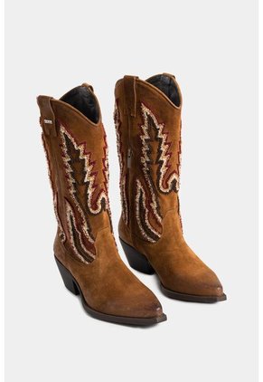 Botas Acuática De Cuero Carnaza Para Mujer Caña Bordada Botas Acuática De Cuero Carnaza Para Mujer Caña Bordada Miel 40 Vélez