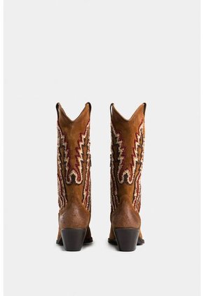 Botas Acuática De Cuero Carnaza Para Mujer Caña Bordada Botas Acuática De Cuero Carnaza Para Mujer Caña Bordada Miel 40 Vélez