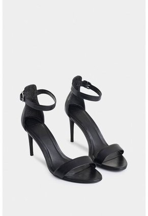Sandalia Tacón Clavel De Cuero Para Mujer Amarre Al Tobillo Sandalia Tacón Clavel De Cuero Para Mujer Amarre Al Tobillo Negro 35 VÉLEZ