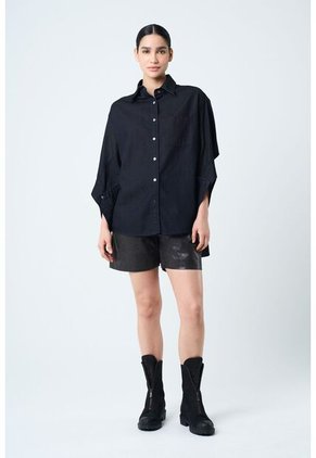 Camisa Vega Para Mujer Efecto Encerado Camisa Vega Para Mujer Efecto Encerado Azul Oscuro XL VÉLEZ