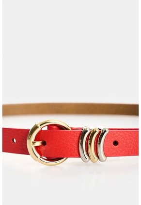 Cinturón Unifaz De Cuero Para Mujer Puntera Hexagonal Cinturón Unifaz De Cuero Para Mujer Puntera Hexagonal Rojo L VÉLEZ