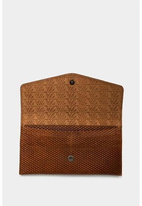 Billetera Porta Chequera Colibrí De Cuero Para Mujer Grabado Placa Piramidal