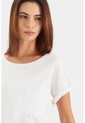 Camiseta Manga Corta Para Mujer Bolsillo Cuero Camiseta Manga Corta Para Mujer Bolsillo Cuero Blanco L VÉLEZ