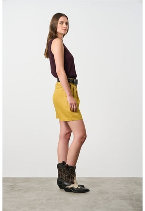 Short En Lino Mira Para Mujer Short En Lino Mira Para Mujer Amarillo Limon 10 VÉLEZ