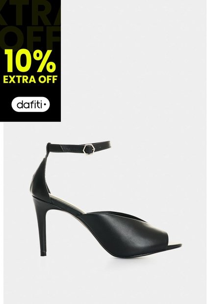 Sandalia Tacón Duna En Cuero Folia Para Mujer Peep Toe Sandalia Tacón Duna En Cuero Folia Para Mujer Peep Toe Negro 38 VÉLEZ