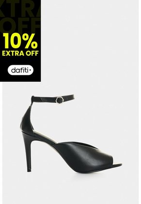 Sandalia Tacón Duna En Cuero Folia Para Mujer Peep Toe Sandalia Tacón Duna En Cuero Folia Para Mujer Peep Toe Negro 38 VÉLEZ