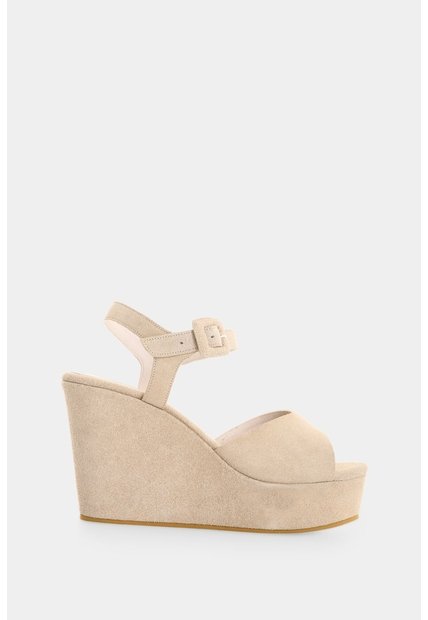 Sandalia Plataforma En Cuero Gamuzado Para Mujer Muna Sandalia Plataforma En Cuero Gamuzado Para Mujer Muna Crema 40 VÉLEZ