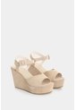 Sandalia Plataforma En Cuero Gamuzado Para Mujer Muna Sandalia Plataforma En Cuero Gamuzado Para Mujer Muna Crema 40 VÉLEZ de Vélez