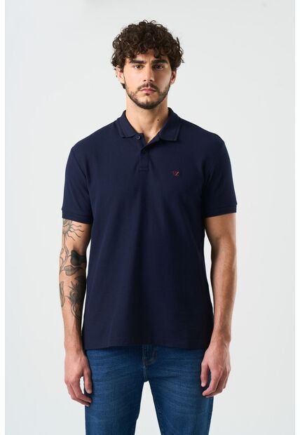 Polo Manga Corta Essential Para Hombre Textura Polo Manga Corta Essential Para Hombre Textura Azul Oscuro XS VÉLEZ