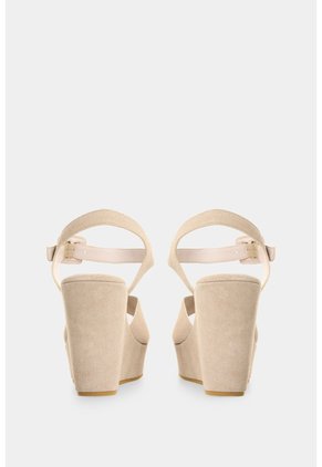 Sandalia Plataforma En Cuero Gamuzado Para Mujer Muna Sandalia Plataforma En Cuero Gamuzado Para Mujer Muna Crema 40 VÉLEZ