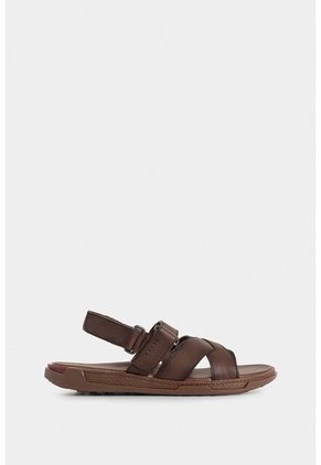 Sandalia Plana Monet De Cuero Para Hombre Capellada Cruzada Sandalia Plana Monet De Cuero Para Hombre Capellada Cruzada Cafe 38 VÉLEZ