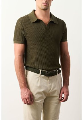 Polo Manga Corta Draco 2.0 Tejida Para Hombre Texturizada Polo Manga Corta Draco 2.0 Tejida Para Hombre Texturizada Verde Oliva M VÉLEZ