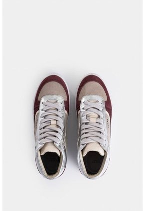 Tenis Tipo Bota Magena De Cuero Para Mujer Acabado Vintage Tenis Tipo Bota Magena De Cuero Para Mujer Acabado Vintage Gris 40 VÉLEZ