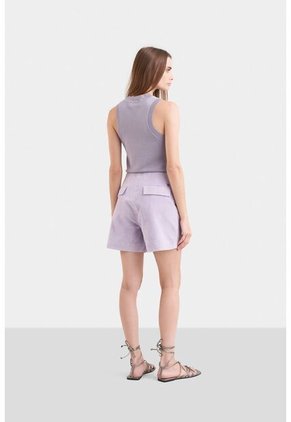 Short Ciboria De Cuero Gamuza Para Mujer Tiro Alto Short Ciboria De Cuero Gamuza Para Mujer Tiro Alto Lila 12 VÉLEZ