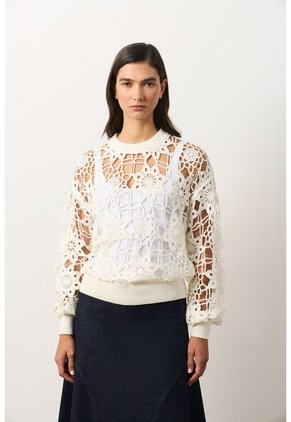 Sweater Tejido En Algodón Para Mujer Nazca Sweater Tejido En Algodón Para Mujer Nazca Crema S VÉLEZ